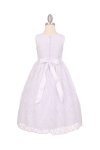 White Sleeveless Lace Flower Girl Dress With Beaded Satin Sash